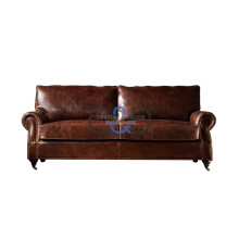 guangzhou furniture leather living room sofas set luxury wooden leather antique sofa